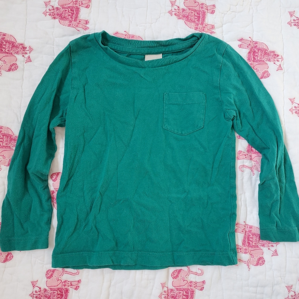 Crewcuts green, long-sleeve pocket tee